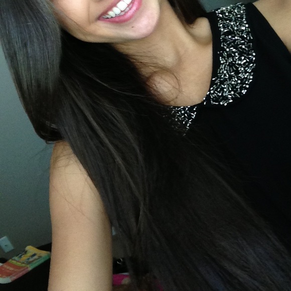 beaded collar chiffon tank top - Picture 2 of 2